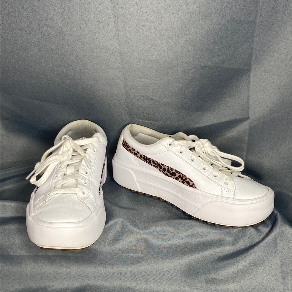 Puma White Sneakers with Leopard Detail